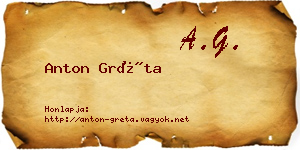 Anton Gréta névjegykártya